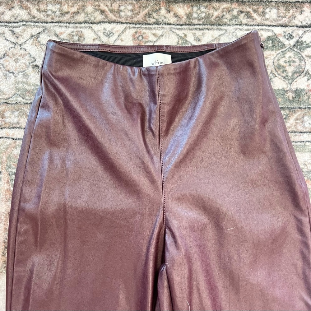 Aritzia Wilfred Roma Faux Leather Pant Purple Flare- 0 - Picture 4 of 8